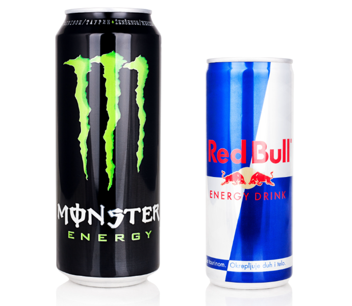 Energy drinks (Red Bull, Monsters)